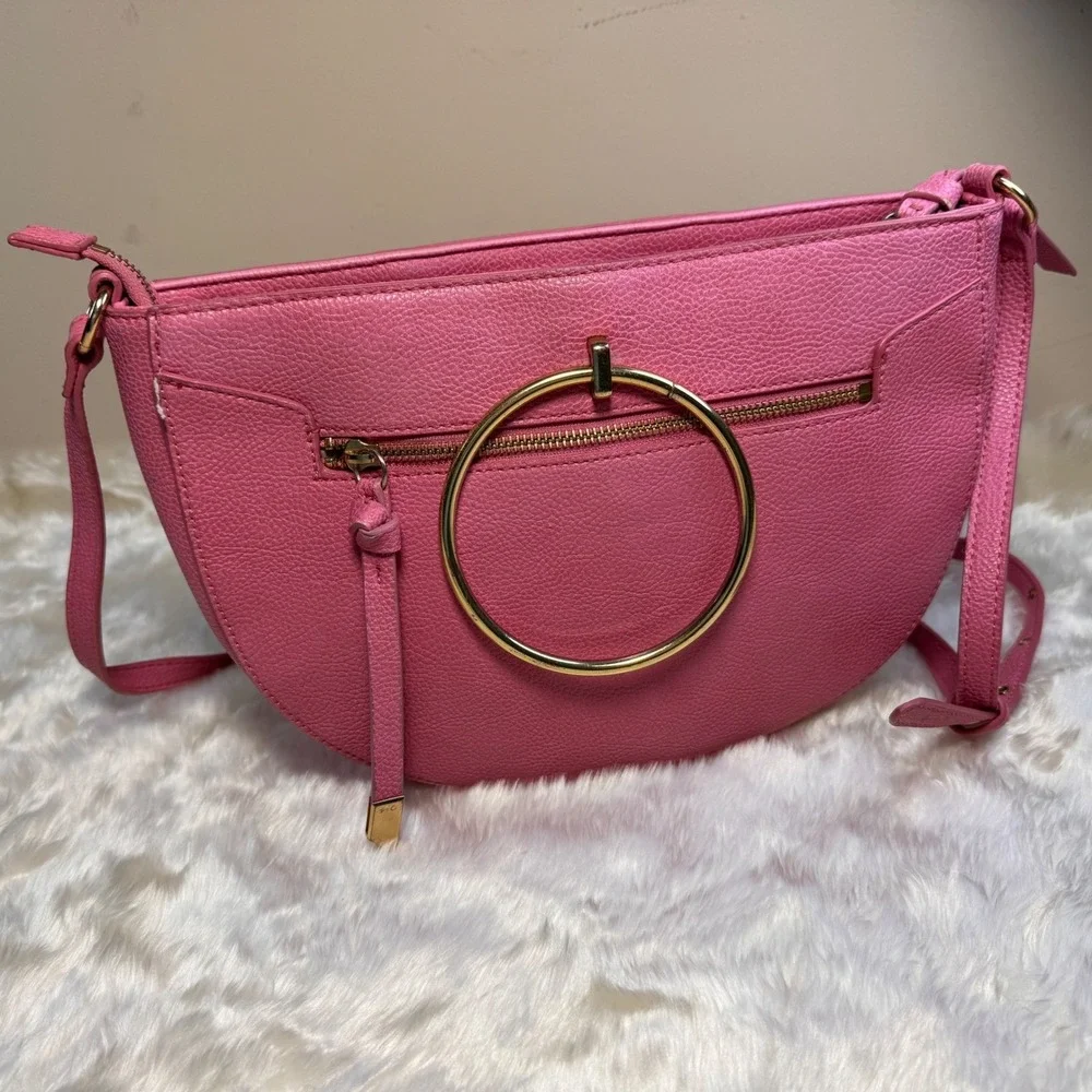 Foley + Corinna Pink Vegan Leather Ring Handle‎ Crossbody Bag Satchel